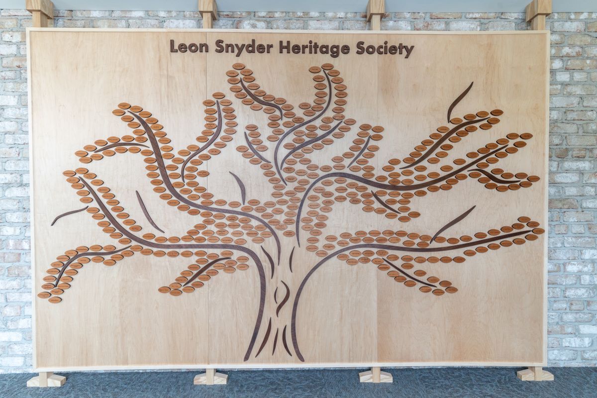 Heritage society wood tree wall