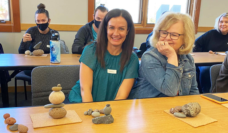 Stone balance students from 2022, photo by Instructor Peter Juhl