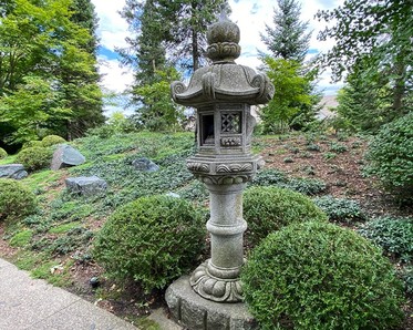 Stone lantern with greenery