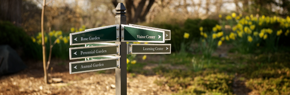 Directional signage at the Arb