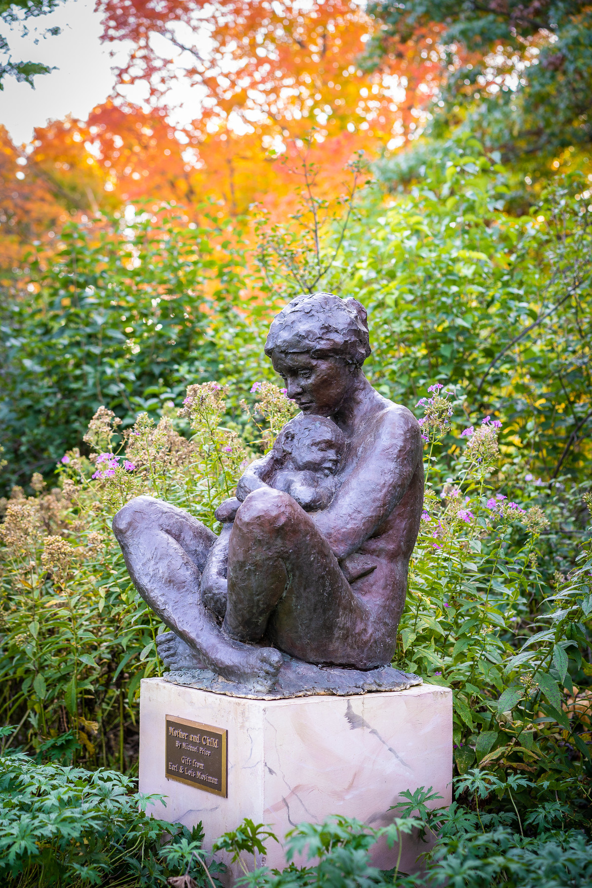 Mother and child in the fall