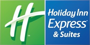 Holiday inn express logo in green and blue